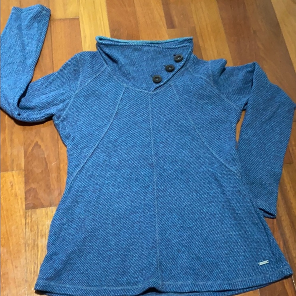 Prana cowlneck knit sweater buttons